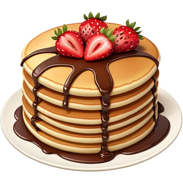 Pancake with strawberries and chocolate emoji