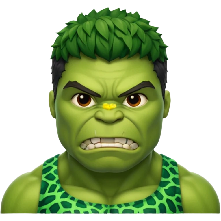 a Hulk wearing ancient animal skin cloth, half body, icon, yellow skin, spring emoji