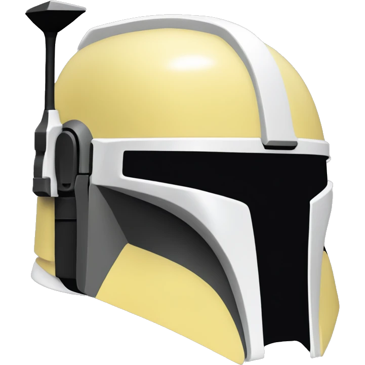 Light yellow and white colored Mandalorian helmet with antenna emoji