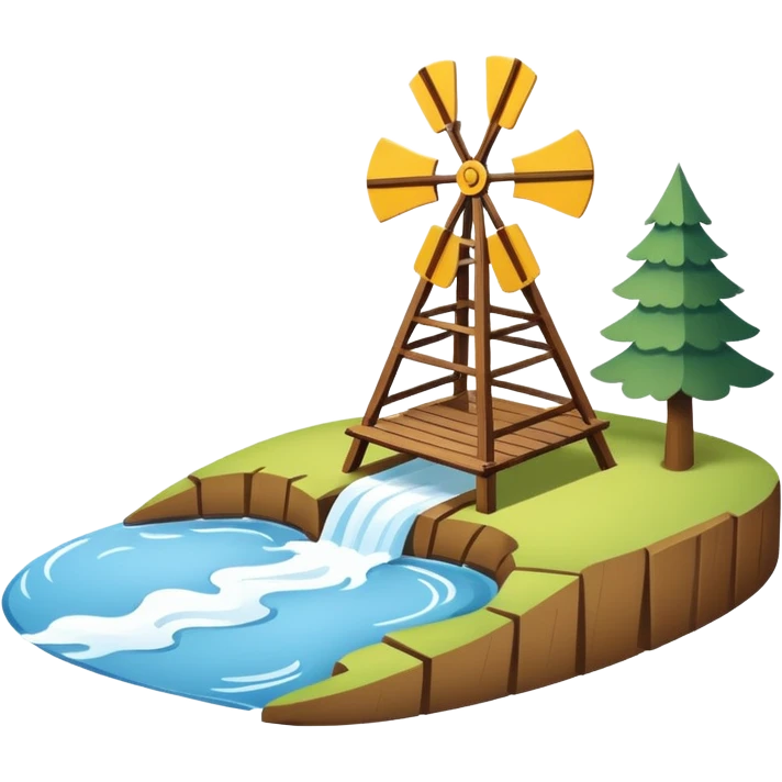 Emoji-style illustration of a guide vane / river training structure (Lenkbuhne), flat vector look, bold outlines, minimal details, no background emoji