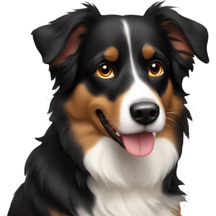Black and tan Australian shepherd dog mostly black emoji
