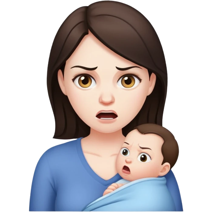 Brunette with Postpartum rage emoji
