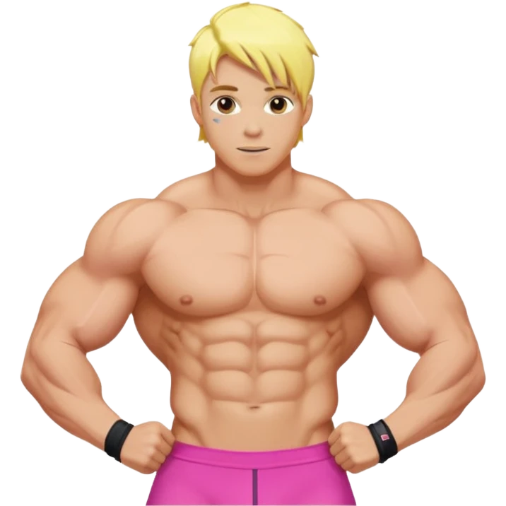 Blonde Male pink hair abs 6pack core yellow skin curves emoji