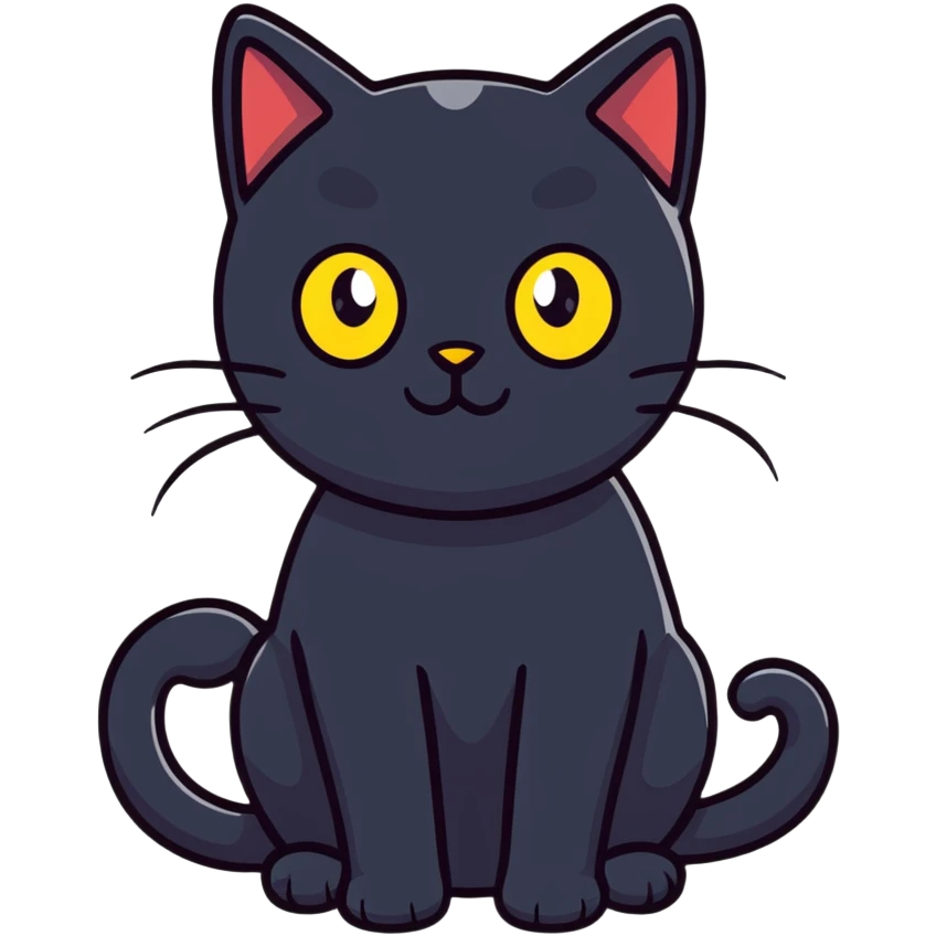 Black cat with yellow eyes emoji