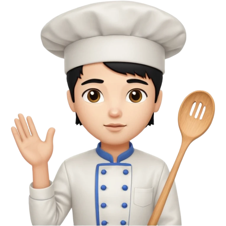 a pretty male bratz chef, black hair. fair emoji
