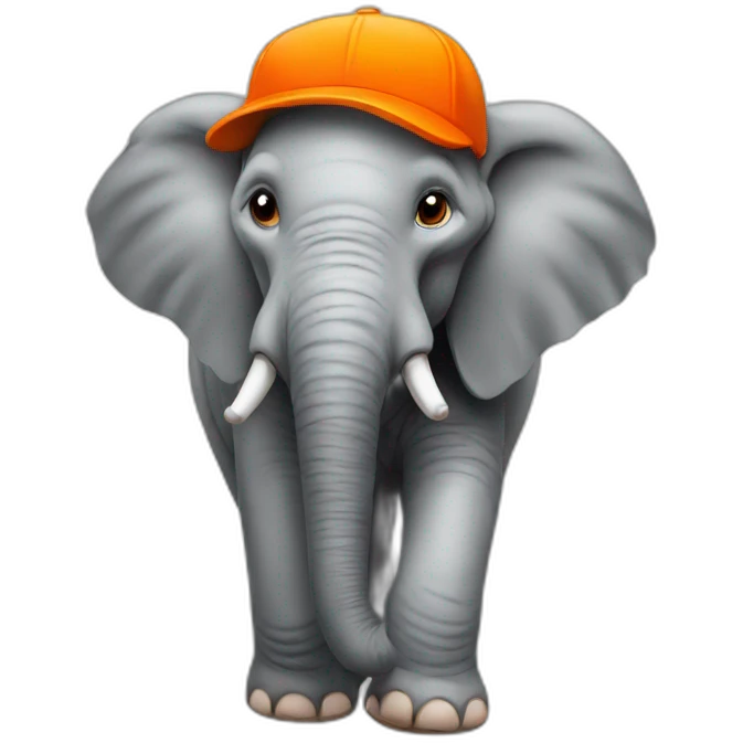 elephant with an orange cap emoji