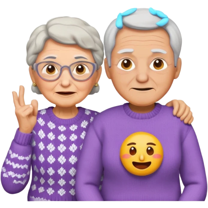 granny with a pumped up guy emoji iOS 18.1 emoji