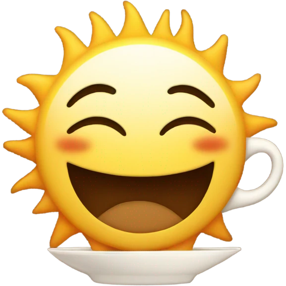Smiling Sun with a cup of coffee  emoji