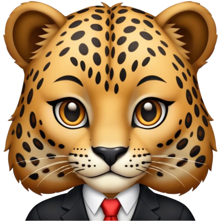 leopard with make up and blazer and brown hair   emoji