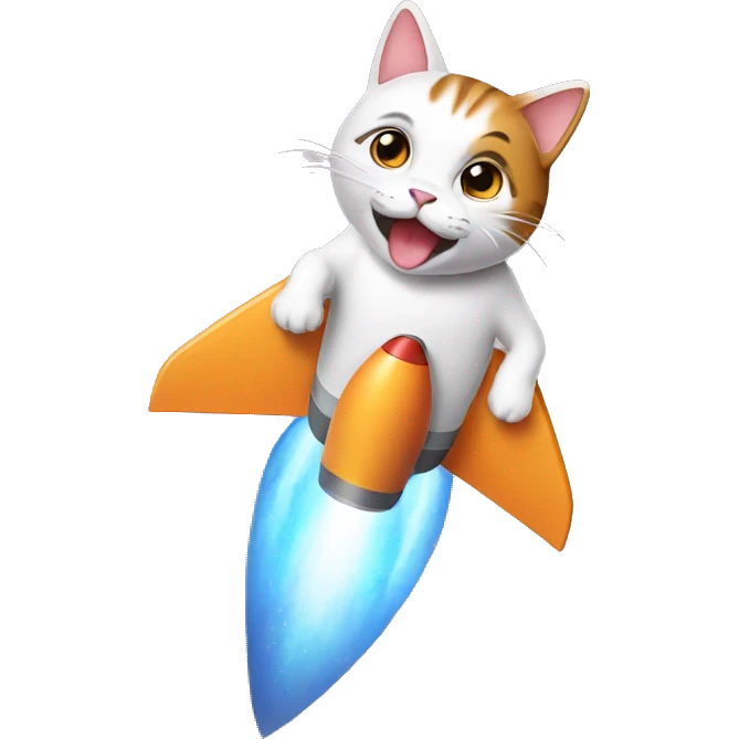 Cat on rocket  emoji