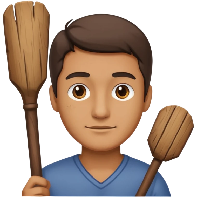 Tahta adam elinde sopa emoji