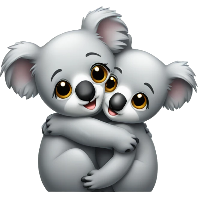 a male and a female koala bear hugging emoji