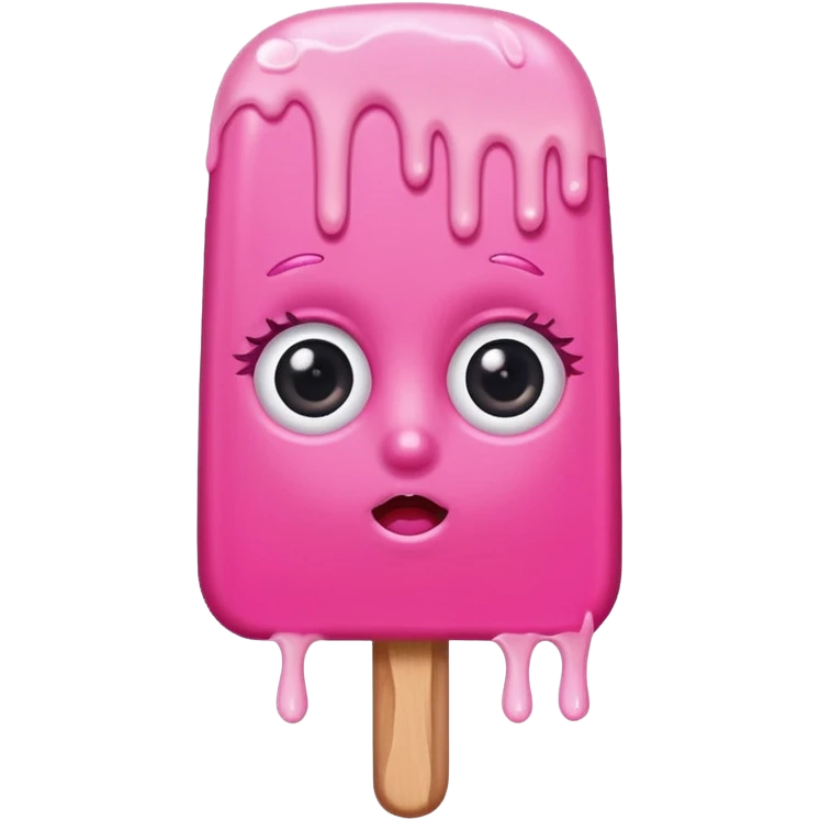 pink popsicle with eyes and hair emoji