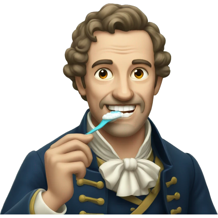british man from 1800 brushing teeth emoji