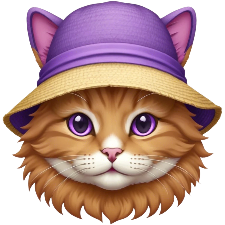 A purple cat wearing a sun hat  emoji