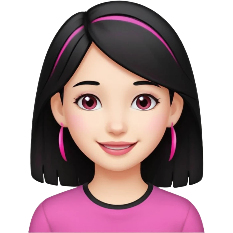 girl with black hair and pink streak by ear emoji