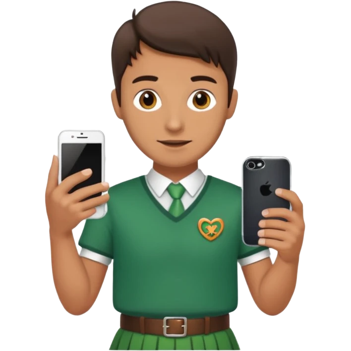 ireland man with skirt and smartphone, half body emoji