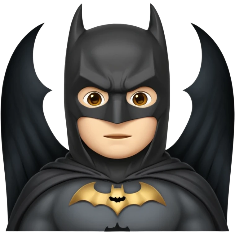 generate a batman emoji with just the face showing and part of the cloak and and wings. Shade the mask in the color #394A8E. Shade the wings in the color #EF7221. Shade the cloak in the color #61893D emoji