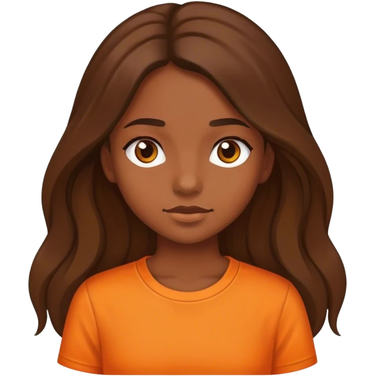 a girl whit brown and long hair, and orange shirt  emoji