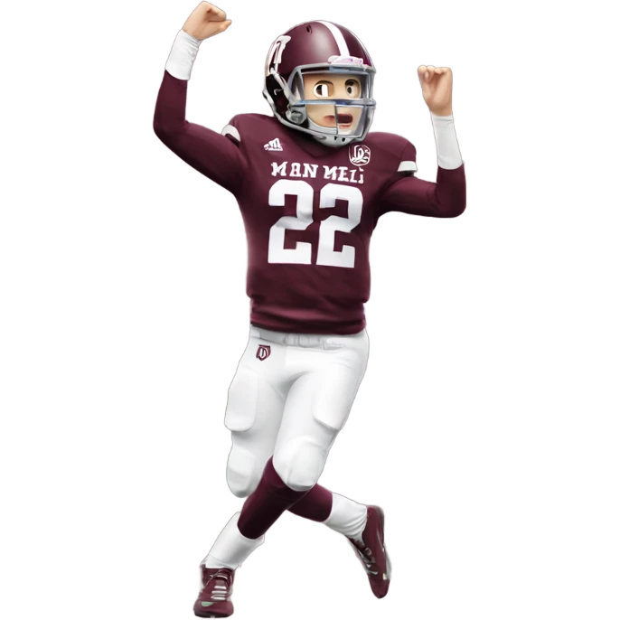 Johnny manziel in a maroon Texas a&m jersey with white pants doing the heisman pose emoji