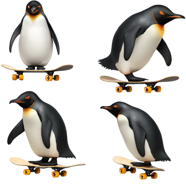 Penguin skateboarding emoji