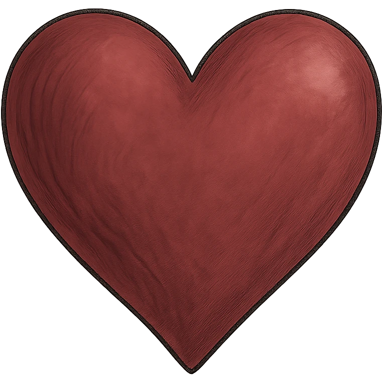 a heart in burgundy color, ghibli style emoji