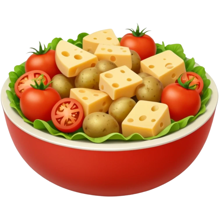 Un saladier des patates des tomates et du fromage  emoji