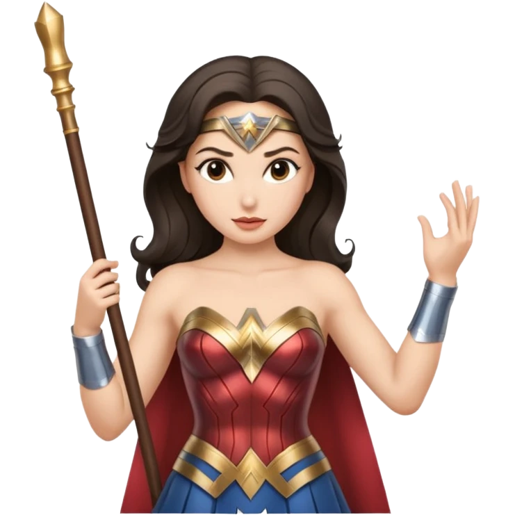 Wonder Woman holding white orchestra conductor’s baton emoji