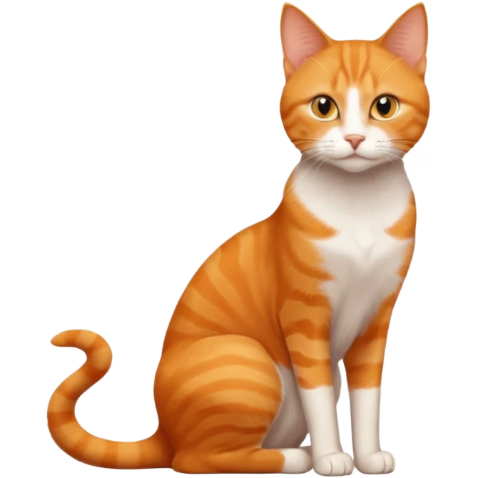 full body solid orange domestic shorthair slim cat with yellow/orange eyes sitting emoji