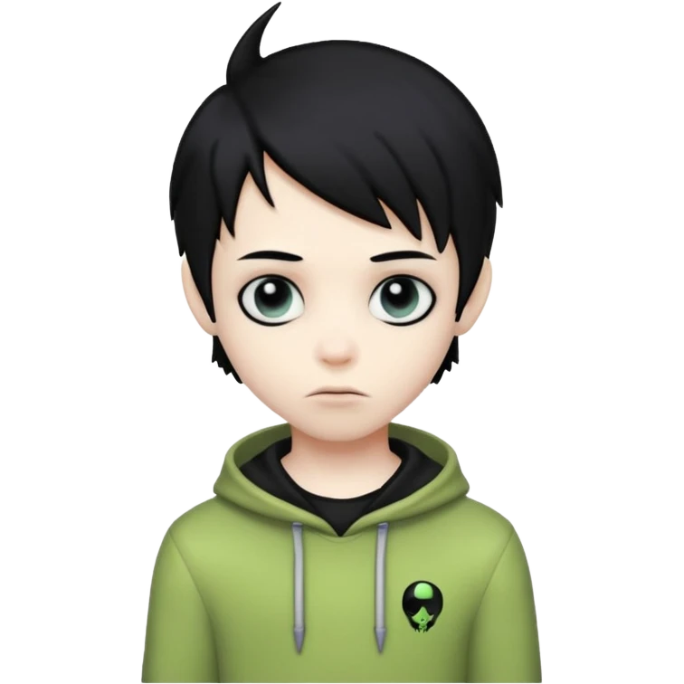 boy alien with black hair emo emoji