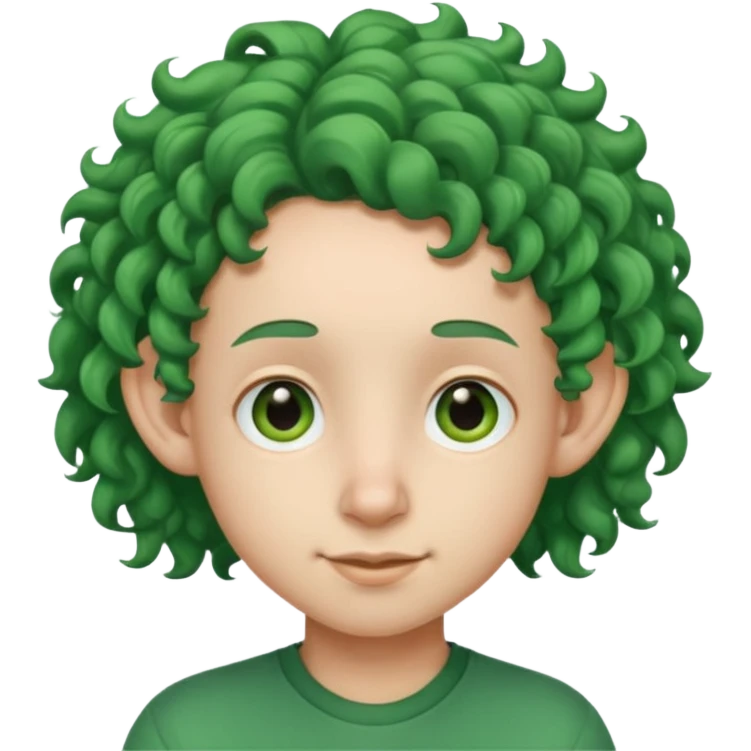green curly  haired  big head accessory big nose mid size ear young emoji
