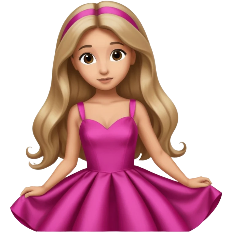 Ariana Grande with long dark blonde hair, dark pink dress emoji