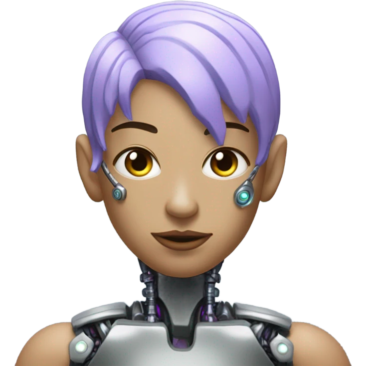 cyberpunk with lavender hair, cyborg mods emoji