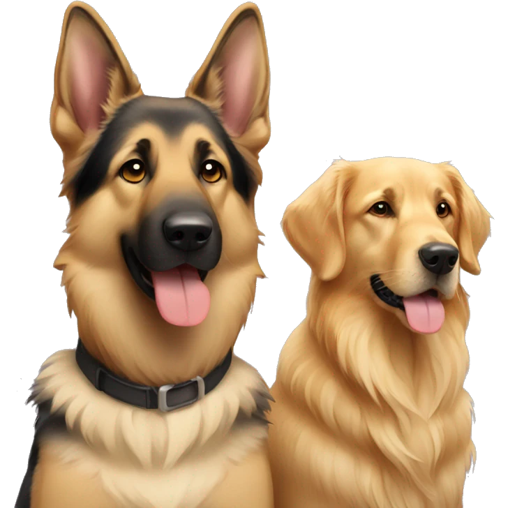 German shepherd and golden retriever emoji