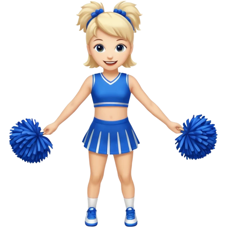 give me a full-length cheerleader with blue pom poms  emoji