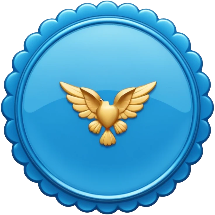 A blue scalloped circle with a verified thing emoji