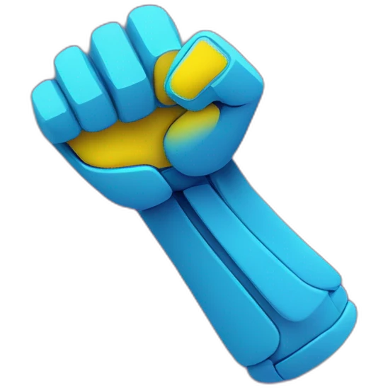 Generate an Flexed Biceps icon in the style of "artificial intelligence" using neon shades of blue, yellow and purple. it should be simple and minimalistic enough to remove the background. emoji