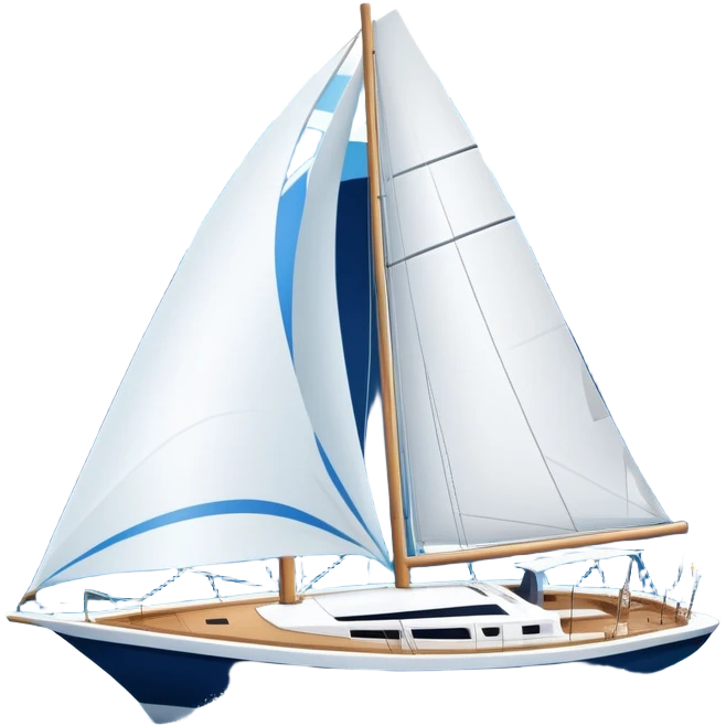 An icon featuring a sleek sailboat with billowing sails cutting through the waves. The design includes the boat's mast, a wind-filled sail, and water splashes, symbolizing the thrill and skill of sailing. Transparent background highlights the elegance and power of wind-driven sports. emoji