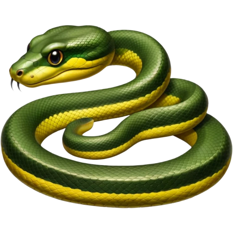 A photo-realistic digital illustration of a Green Anaconda, chest upward, with a broad, flat head, muscular body, and high-set eyes. Its olive-green body is covered with symmetrical, bold black oval spots, and its smooth, glossy scales highlight its large, powerful build. emoji