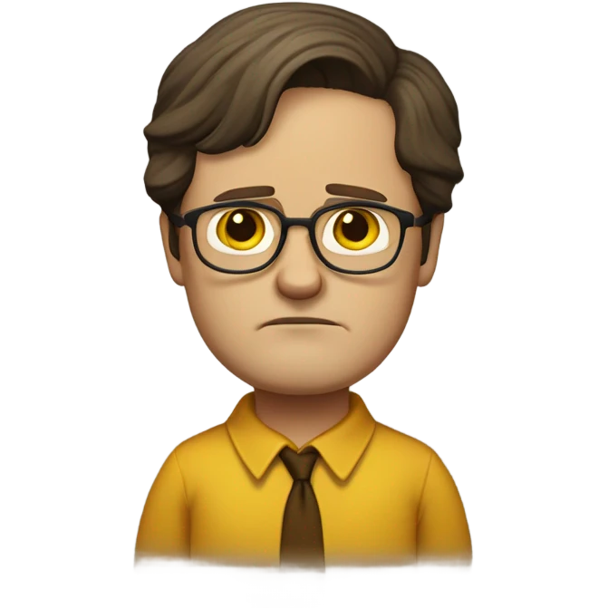 Dwight Schrute from the office tv show with a middle part emoji
