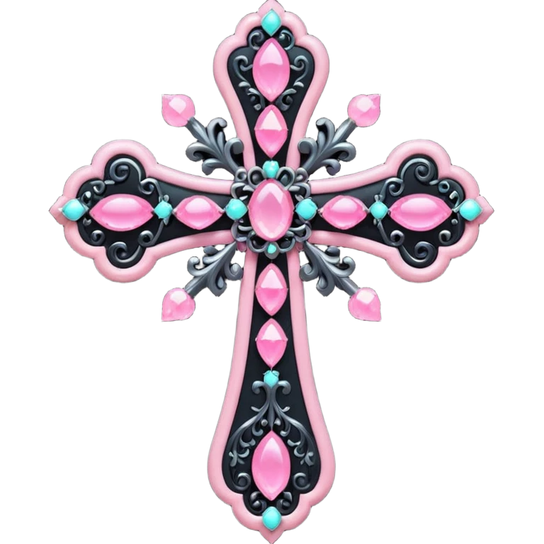 soft cute black pink goth cross , no woman emoji