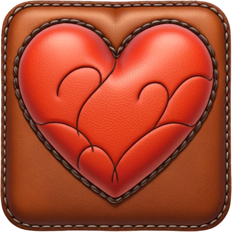 heart with a stitched leather look emoji