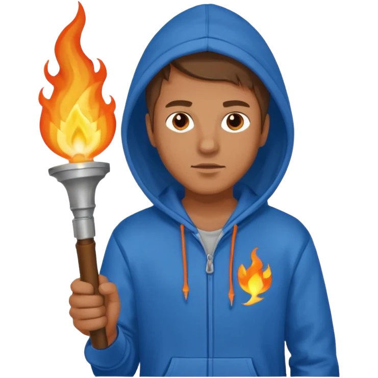 blue hoodie man The torchbearer emoji