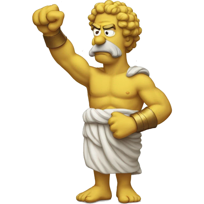 ancient greek philosopher shakes fist at sky in Simpsons style emoji