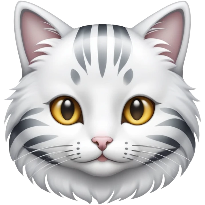 cat with white fur at the bottom and silver stripes at the top emoji