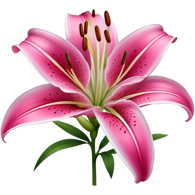 single Deep Pink Oriental Lily with White Edge, straight stem emoji