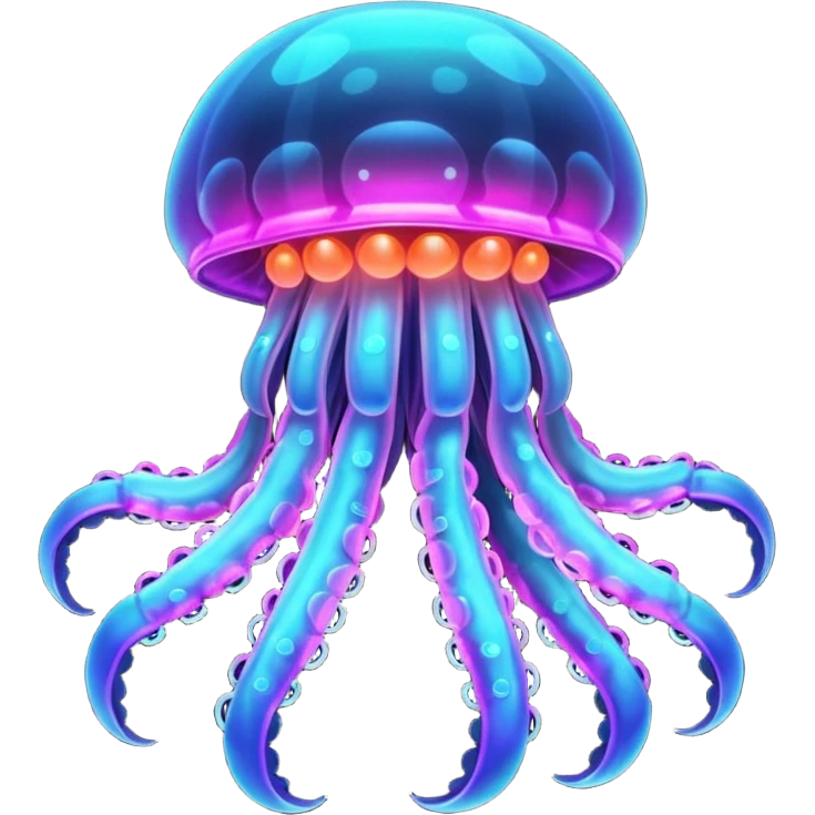 Neon glowing jellyfish-crab-squid emoji