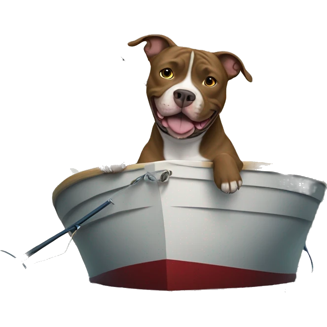 pitbull dog fishing on a boat emoji