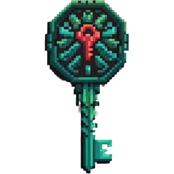 Member key with intricate green to red gradient pattern and special access symbols emoji