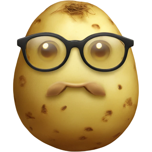 Potato with round golden glasses emoji